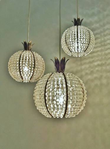 Hillebrand vintage pineapple chandelier, 1950`s ca, German